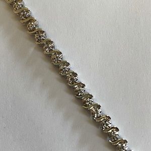 Sterling silver and diamond tennis bracelet